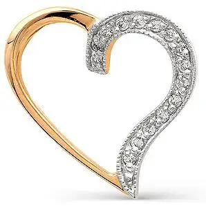 

Alcor heart pendant with diamonds, red gold sapphires