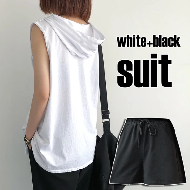 2022 New Fashion Clothing Bodybuilding Muscle Guys Fitness Men Women Hooded Tank Top Vest Sportswear Sleeveless Shirt Hoodie 2-piece set