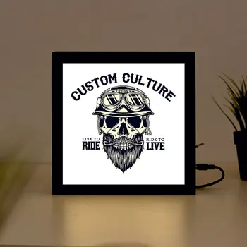 

Motorcyle custom culture Handcrafted Wooden Light Box Sign for Home, Restaurant, Coffee Shop Business Signage