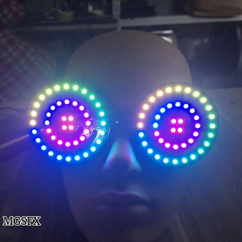 

High quality USB recharge Rezz Led glasses Light up Goggles Rainbow Full Color Spectrum Rave Eye Costume night club Party