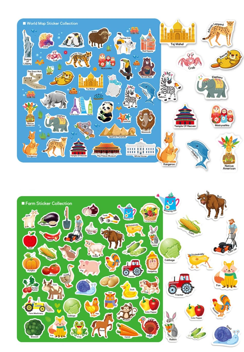 Children's Reusable Stickers Books Kawaii Stationery Stickers for Kids Early Education Cartoon Cute Stickers for Children Gift