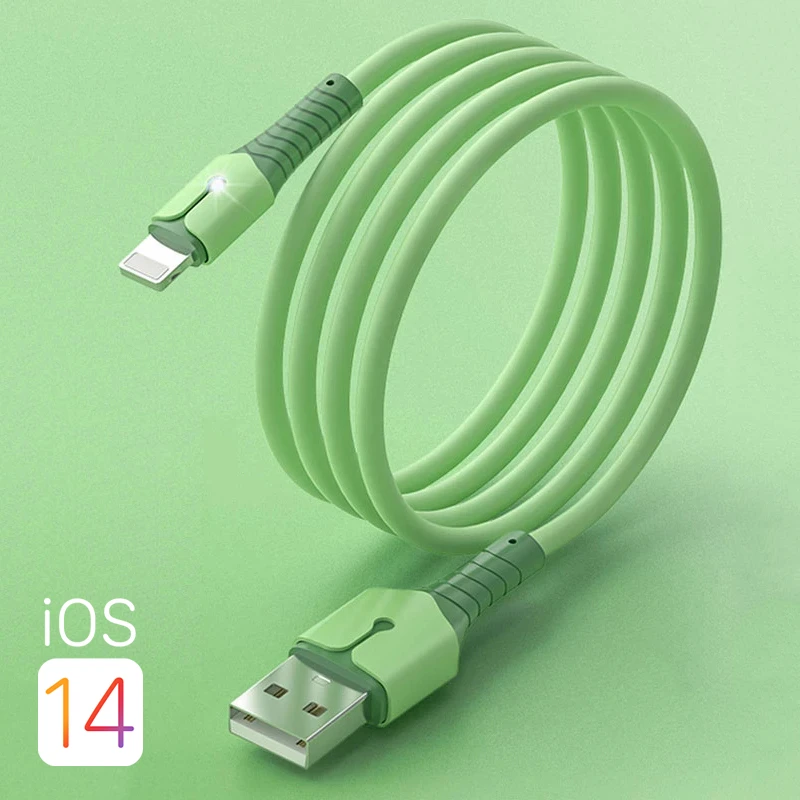 5a Fast Charging Cable Liquid Silicone With Light Data Cable For Iphone