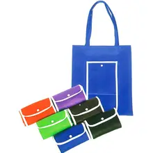 500 шт/партия перерабатываемый синий продуктовый путешествия ежедневное использование Нетканая ткань складная сумка для покупок сумка многоразового использования для покупок
