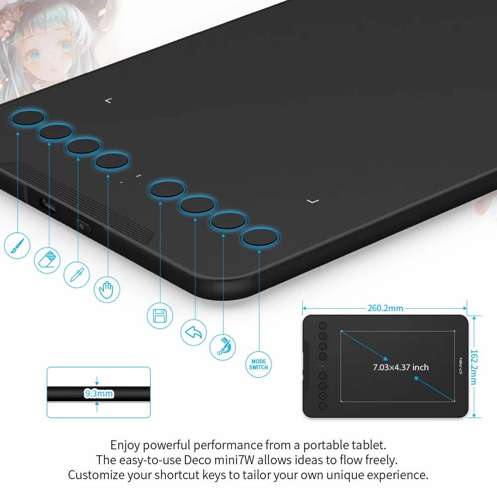 Xp-caneta Deco Mini 7w Polegada Desenho sem Fio Tablet Gráficos com Tilt Electronics 8192 Suporte Windows Mac Android Arte - Imagem 3