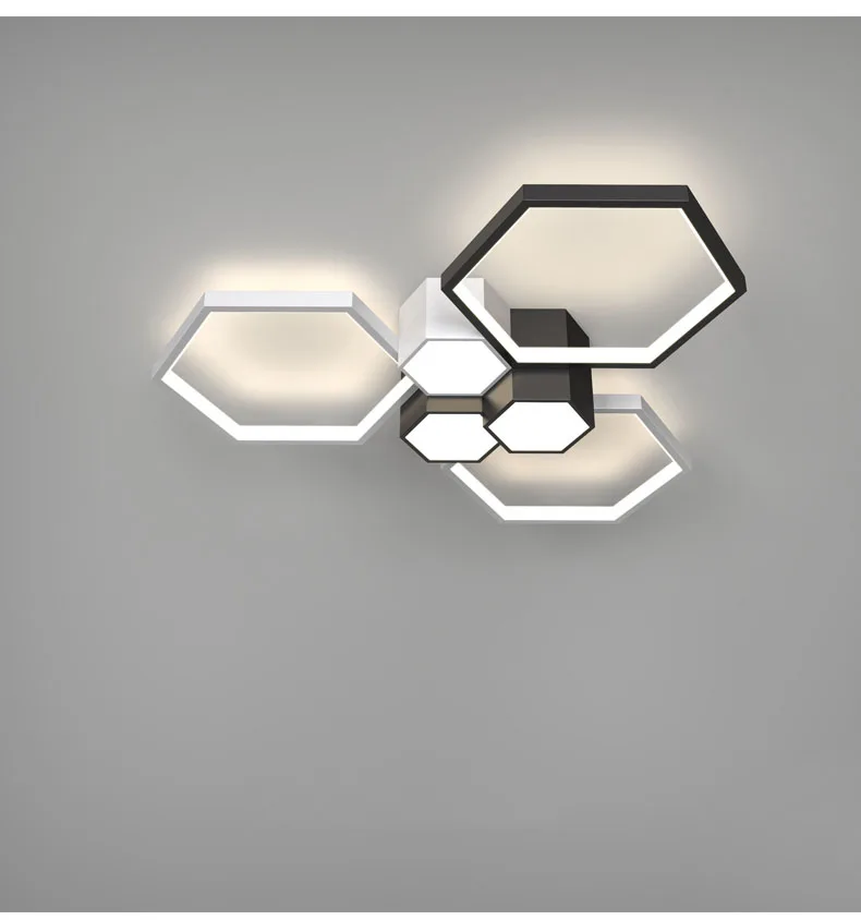 Modern Simple Design LED Chandelier For Living Room Bedroom Dining Room Kitchen Ceiling Lamp Black White Geometry Creative Light entryway chandelier