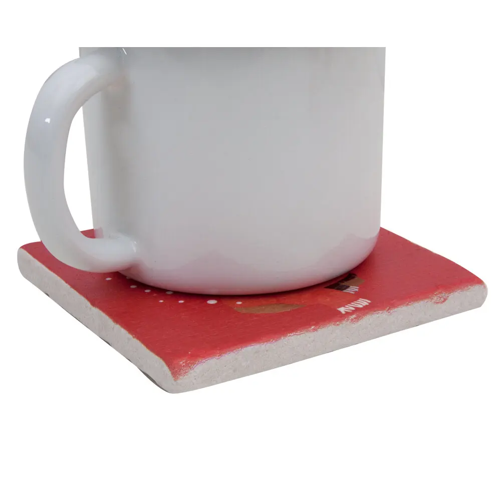 

BiggDesign Coaster, Snowman Patterned Design, Limbra Natural Stone, 10x10 cm, Cork Bottom