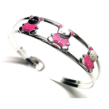 

Bangle Sterling Silver 925m open bears enameled [AB0558]