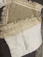 Manta de muselina de algodón con flecos para bebé, 2 capas, mantas con borlas para recién nacido, arrullo, cama, atrezos para fotografía de bebés, Toalla de baño para recién nacidos