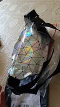 AIREEBAY-riñonera holográfica plateada para mujer, bolso con cinturón, color negro, con formas geométricas, para pecho y teléfono