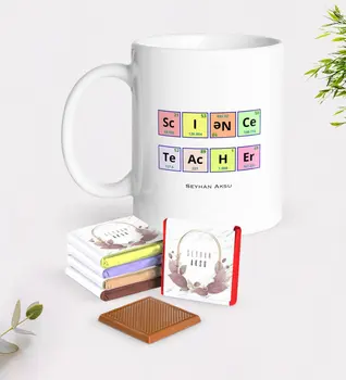 

Personalized Science Teacher White Mug and Chocolate Gift Seti-3