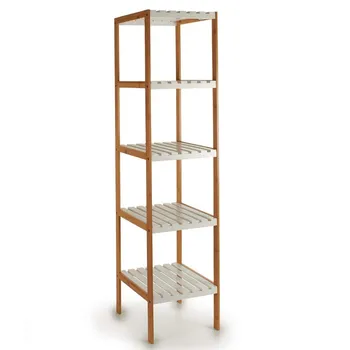 

Shelf bamboo with 5 shelves white color and structure in wood color. Ideal for storing