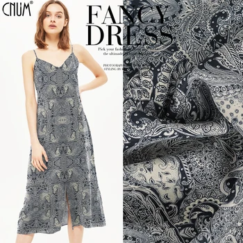 

CNUM SCD064 100% Natural Silk Crepe De Chine/ Classic Paisley /Silk Fabric /Width 1.48yd Thickness 15mm