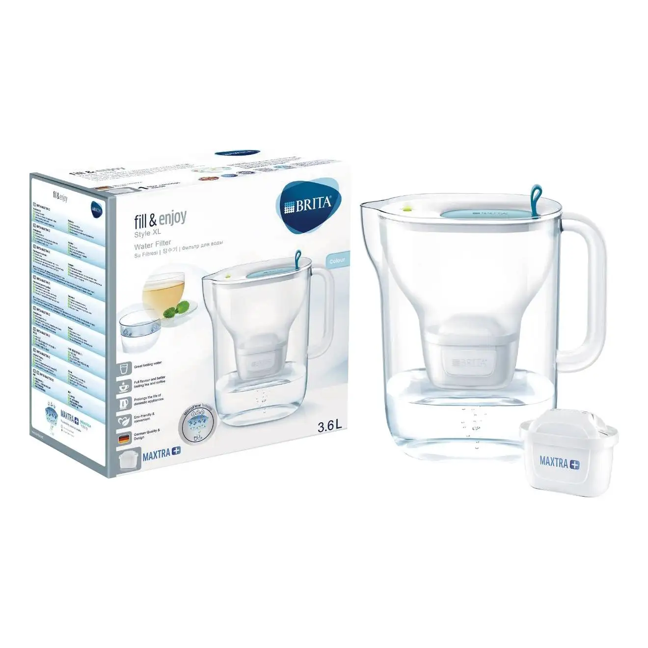 Фильтр кувшин BRITA Style XL MX+ LED Синий(Объем 3,6 л, кассета на 300 л, электронный индикатор
