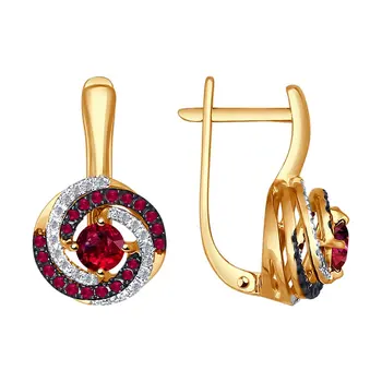 

Sokolov gold drop earrings with stones with diamonds and rubies, fashion jewelry, 585, women's male, long earrings