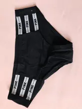 QIWN-bragas deportivas sin costuras para mujer, ropa interior Sexy con letra rosa, lencería cintura baja, Tanga de Yoga