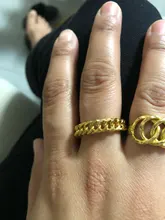 Anillo de cadena gruesa de 6mm de grosor para mujer y niña, sortija con eslabones cubanos rellenos de oro de acero inoxidable, anillo elegante