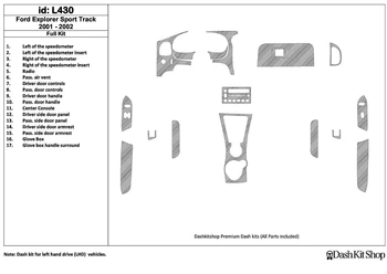 

Interior trim for Ford Explorer Sport 2001-2002. Set L430.