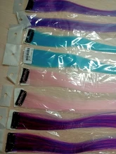 Lupu-extensiones de cabello sintético para niña, horquilla larga y lisa con un Chip en color arcoíris resaltado, para cabello falso