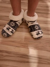 Zapatos de invierno para mujer, zapatillas Hoouse, calcetines para interiores de alce de Navidad, cálido, piel, plantilla de felpa, suela antideslizante