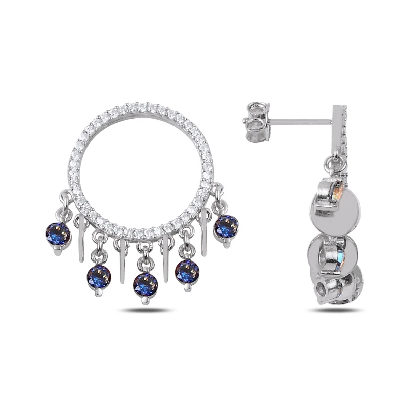 

Silver 925 Sterling Zircon Cubic Zirconia Dangle Studded Earrings