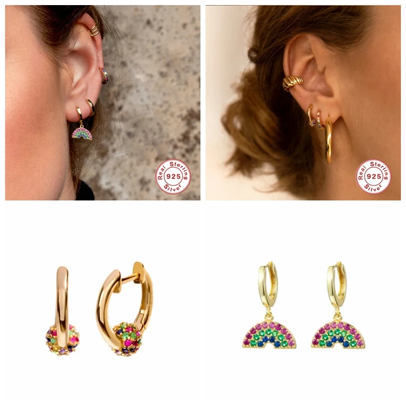 

Fine Jewelry 100% Plata de ley 925 Hoop Earrings For Woman Party Valentine's Day Gift Bohemia Bling Long Earring Accessories