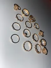 Tocona 15 unids/set, Virgen María Anillos de oro para mujer corazón manos de Fátima Anillos Cruz hoja geométrica Kольцо de joyería 7056