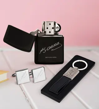 

Personalized Ataturk Themed Cufflinks Lighter and Keychain Set