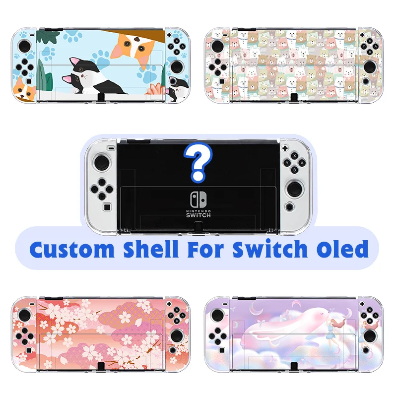 Cute Kawaii Gaming Custom Case For Nintendo Switch Oled Hard Thin Dockable  Protection Shell Pink Japanese Anime Pattern AliExpress