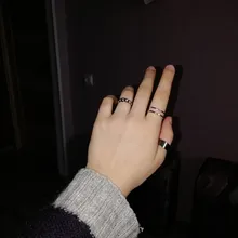 Conjunto de anillos circulares de Metal para mujer, Hiphop/Rock, accesorios de dedo abiertos, anillo de cola de Color plateado, regalo de joyería