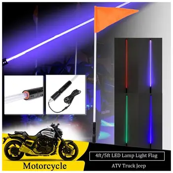 

ATV UTV 4ft 5ft RGB LED Lighted Antenna Light Whip LED Safety Flag Pole remote control For Polaris RZR Off Road Jeep Buggy Truck