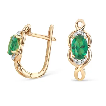 

Gold earrings with изумрудами Diamond VALTERA Sterling 585