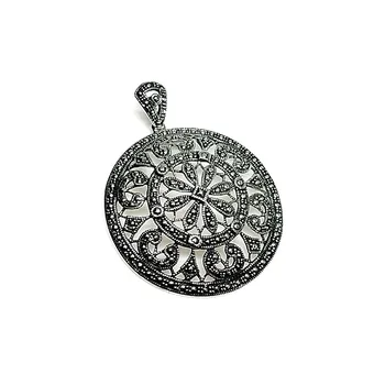 

Pendant 925 sterling silver m smooth 50mm. Round filigree openwork [AA7660]