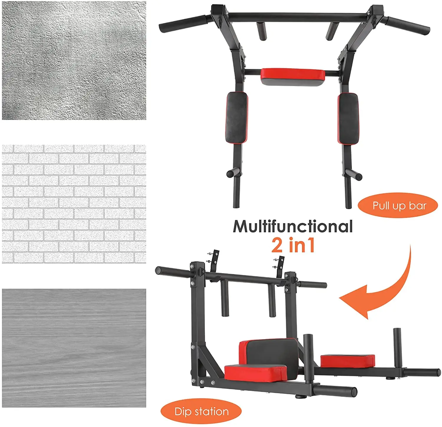 Wall mounted dip bar