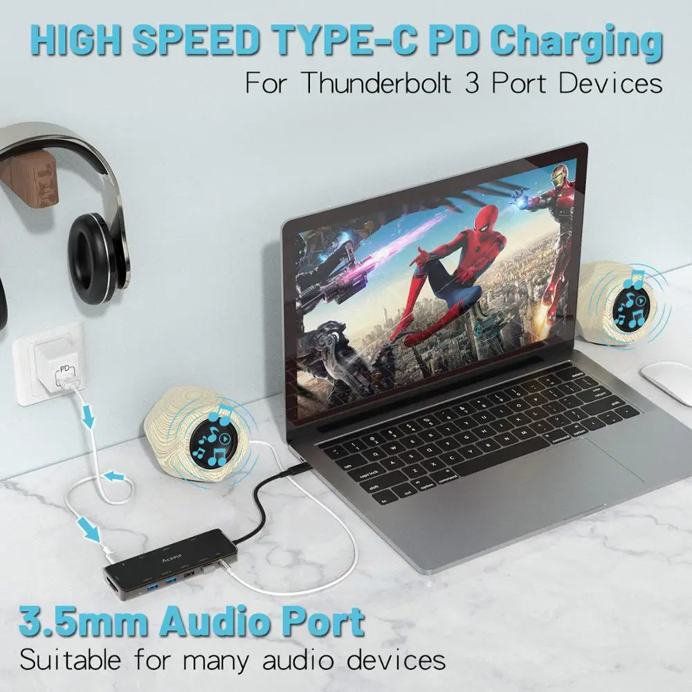 Aceele USB C концентратор многофункциональный металлический+ силиконовый концентратор для Macbook Pro Macbook Air samsung Galaxy Tab S6