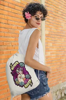 

Angemiel Bag Feliz Dia De Muertos Purple Hair Female Cloth