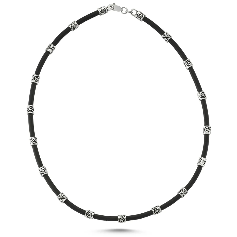 

Silver 925 Sterling Rubber Necklace