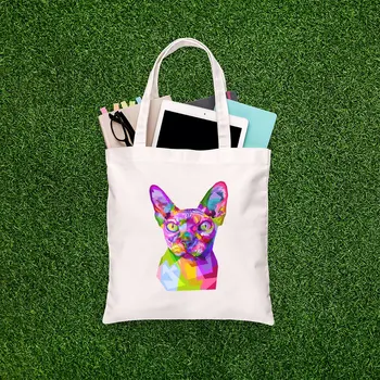 

Angemiel Bag Colorful Sphinx Cat Picture Shopping Beach Tote Bag