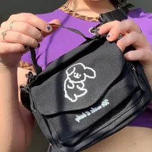 Bandolera de lona con estampado de dibujos animados para mujer, bolso de hombro tipo sobre