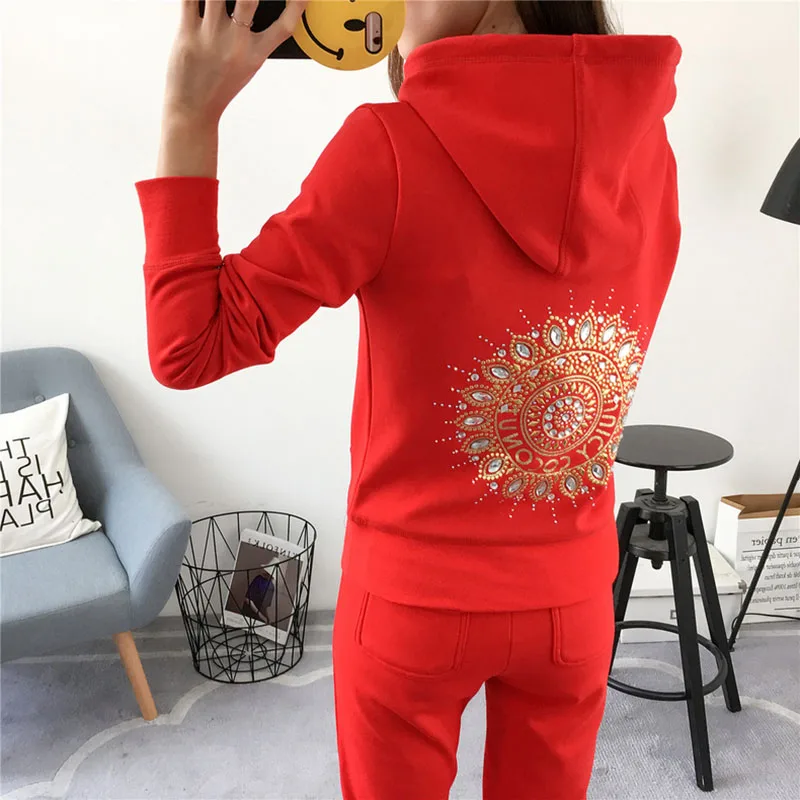 

Spring 2022 Women's Trousers Set Long Sleeve Diamond Pattern Cotton Hoodie 2 Piece Women's Casual Activewear S-XL