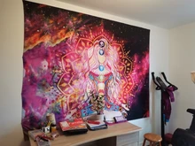 Tapiz de meditación de Buda indio, tapiz colgante de pared de 7 Chakras, tapiz de Mandala, tela de pared psicodélica para Yoga