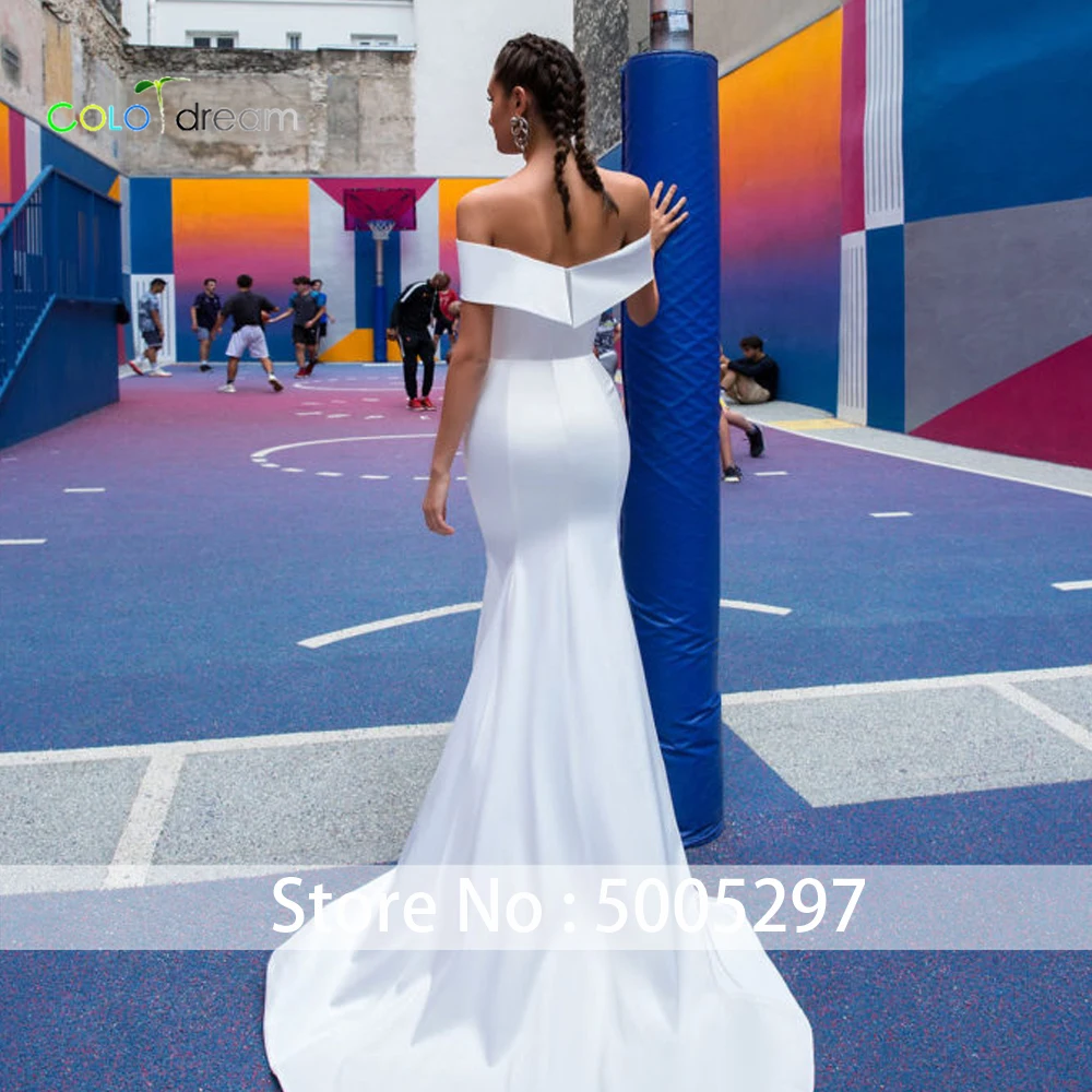 Свадебное платье-Русалка/Труба vestido de novia лодочка шеи Съемный Поезд