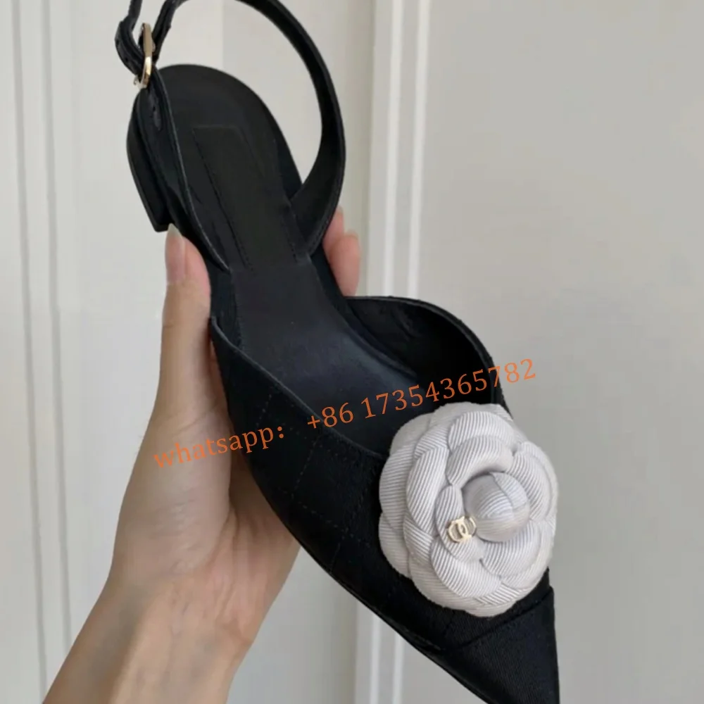 

Черные/белые сандалии с цветочным принтом и острым носком на плоской подошве, женские элегантные сандалии на массивном каблуке, роскошные дизайнерские весенние туфли-лодочки с ремешком на щиколотке и ремешком на пятке