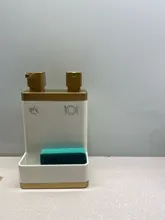 Dispensador de jabón líquido doble, soporte de esponja para plato acrílico, accesorios para baño y cocina, 3 colores de lavado, recargable, decorativo