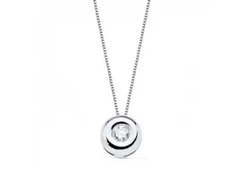 

White Gold round chain and pendant with 2.5mm shiny