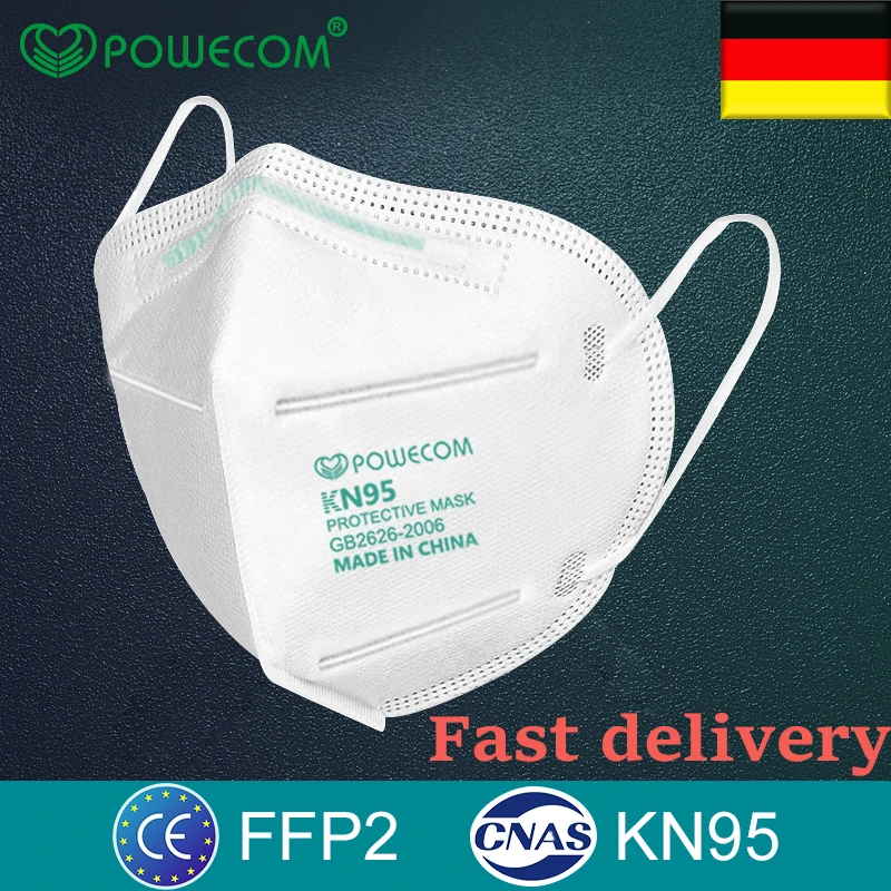 Многоразовая маска для рта KN95 POWECOM защитная 5-слойная FFP2 респиратор PM2.5 безопасные