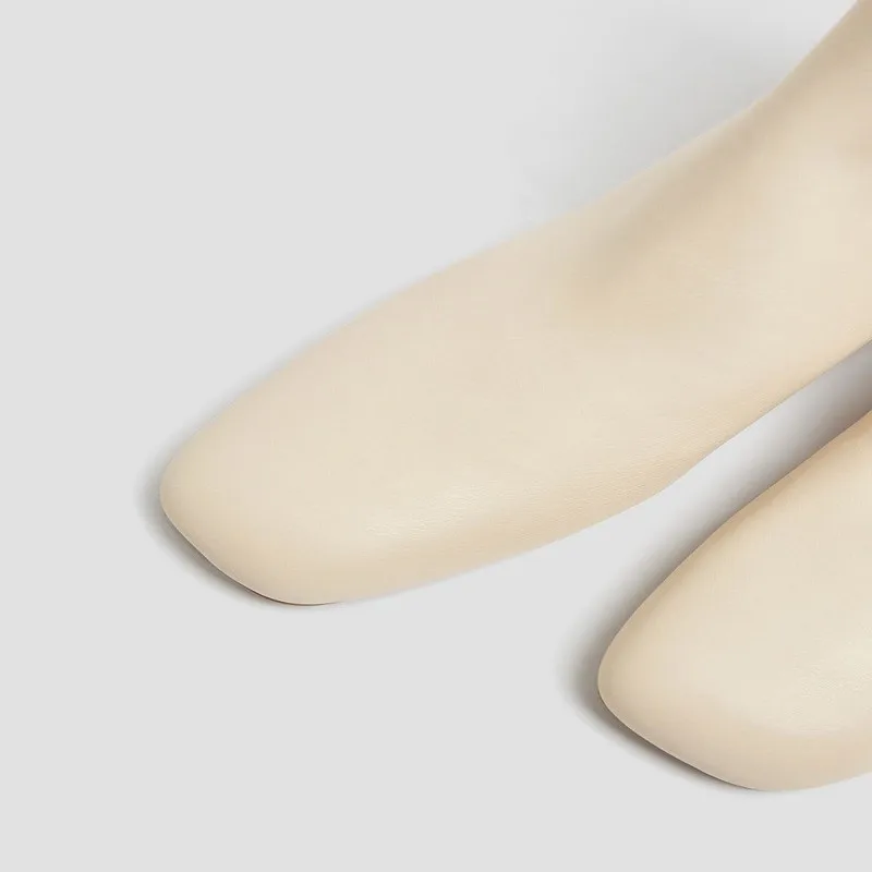 Women's Ecru Square Toe Heeled Ankle Boots 11102641