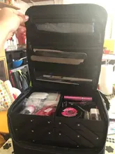 Bolsa de maquillaje de mano de gran capacidad multicapa, kit de herramientas de bordado para manicura y peluquería, estuche de almacenamiento de cosméticos, bolsa de aseo
