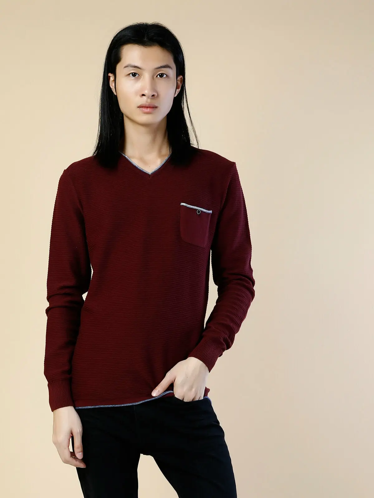 Мужские облегающие красные свитера Colins модный свитер верхняя одежда CL1030323 |