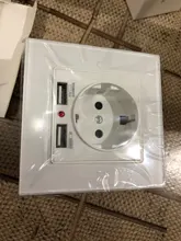 JHJCH-toma de corriente de la UE, enchufe con puerto de carga USB 2.1a 16A, panel de cristal, toma de corriente ruso y español
