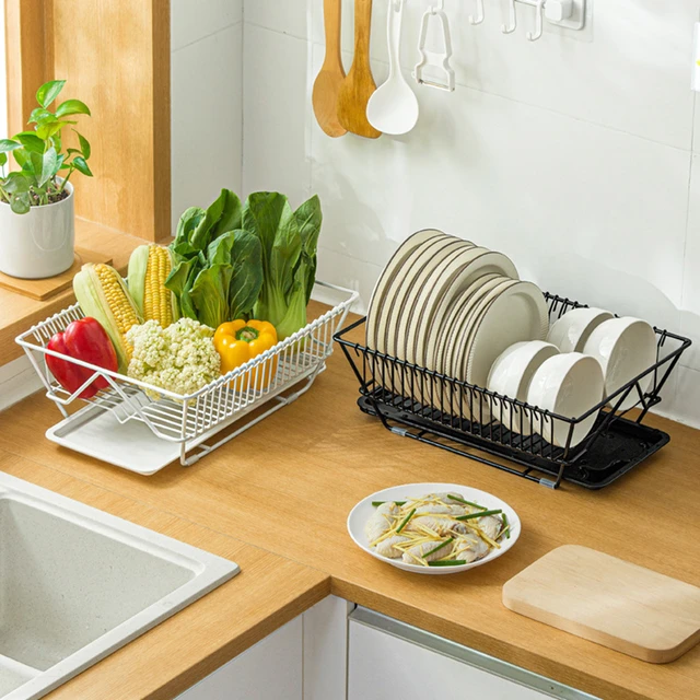 Dish Drying Rack Compact Dish Rack and Drainboard Set, Dish Drainer Kitchen  Countertop White - AliExpress